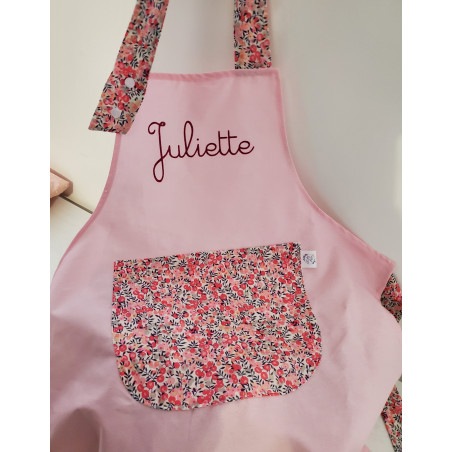 Tablier enfant personnalisé en liberty wiltshire pois de senteur