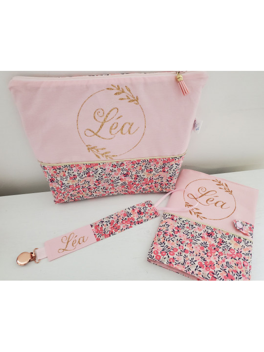 Trousse de toilette personnalisée prénom liberty Wiltshire pois de senteur