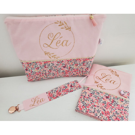 Trousse de toilette personnalisée prénom liberty Wiltshire pois de senteur