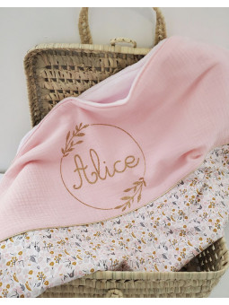 Couverture doublée minkee extra doux avec joli coton floral et double gaze