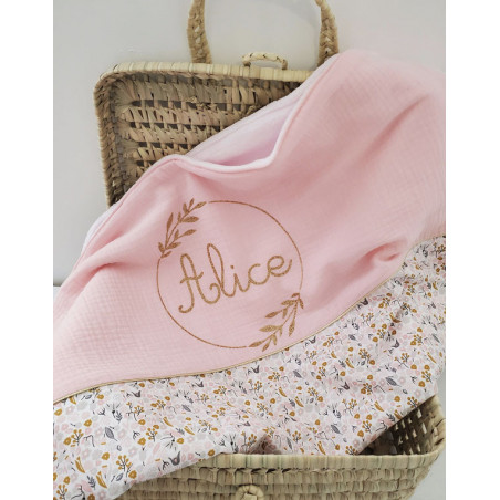 Couverture doublée minkee extra doux avec joli coton floral et double gaze