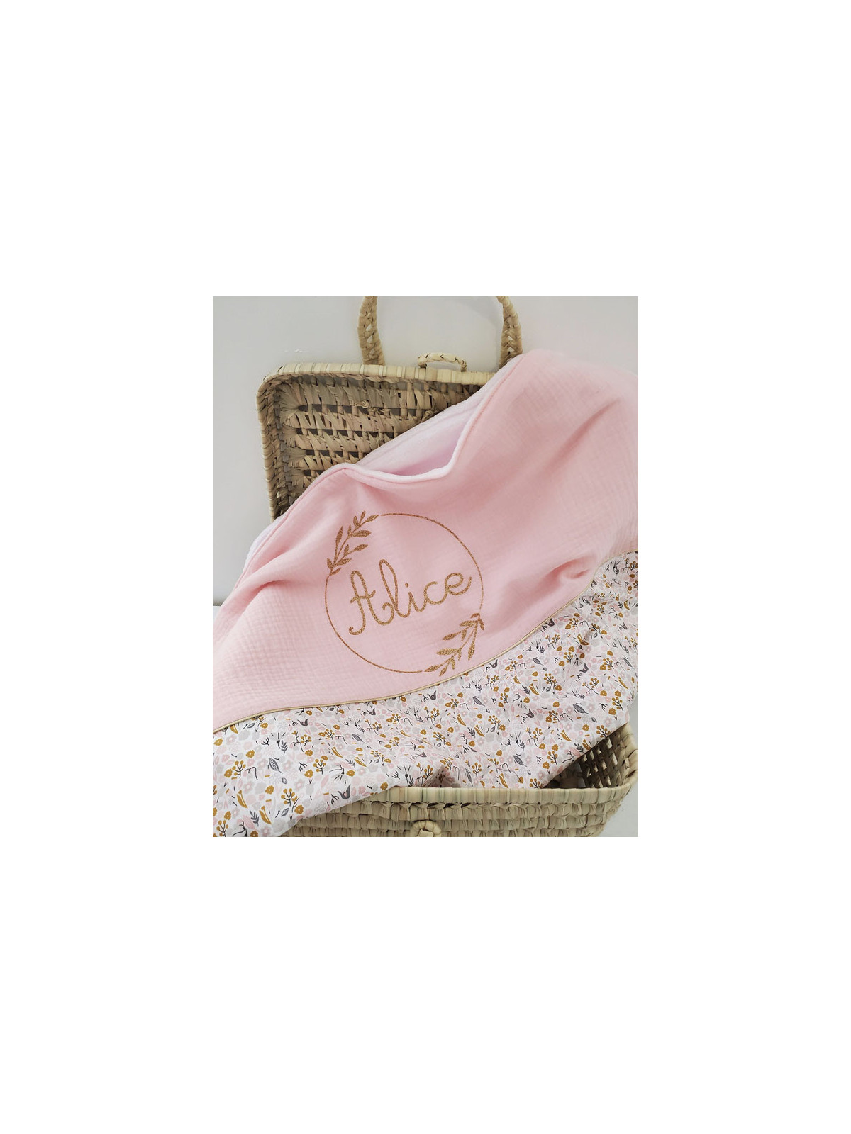 Couverture doublée minkee extra doux avec joli coton floral et double gaze