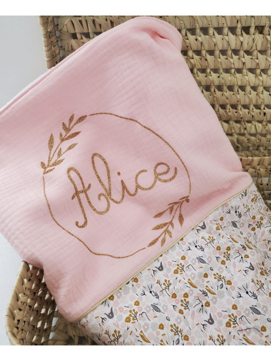 Couverture doublée minkee extra doux avec joli coton floral et double gaze