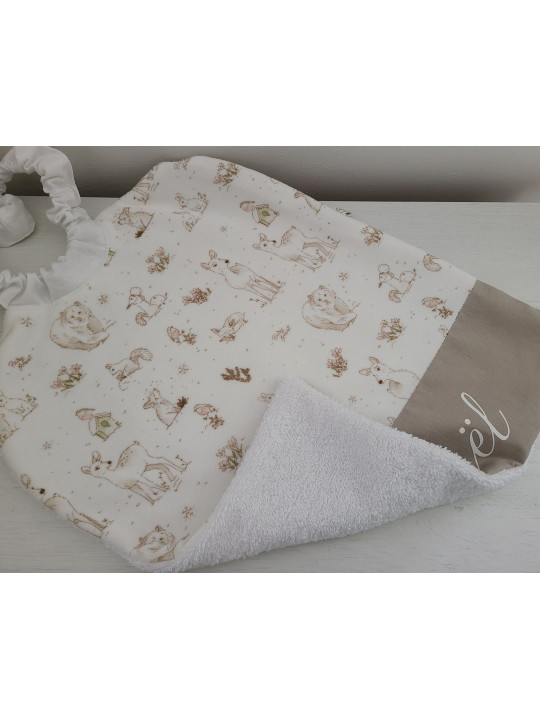 Grande serviette élastiquée petits renards et autres animaux pour maternelle, tissus au choix