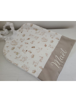 Grande serviette élastiquée petits renards et autres animaux pour maternelle, tissus au choix