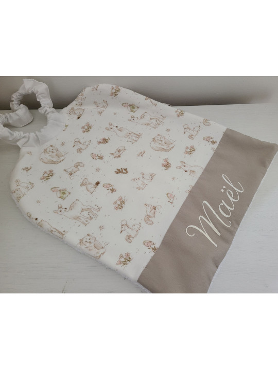 Grande serviette élastiquée petits renards et autres animaux pour maternelle, tissus au choix