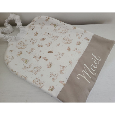 Grande serviette élastiquée petits renards et autres animaux pour maternelle, tissus au choix