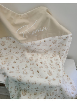 Grande serviette élastiquée petits renards et autres animaux pour maternelle, tissus au choix