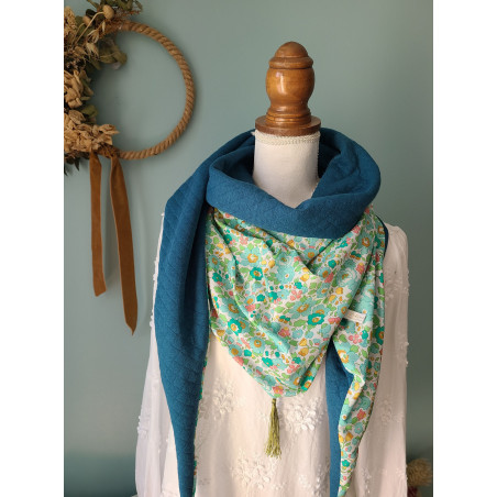 Chèche liberty Betsy émeraude et matelassé assorti