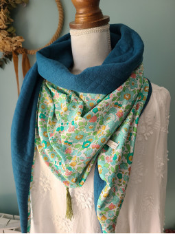 Chèche liberty Betsy émeraude et matelassé assorti