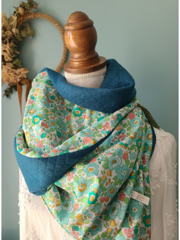 Chèche liberty Betsy émeraude et matelassé assorti