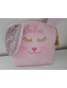 Trousse de toilette lapin personnalisée prénom en nid d'abeille et liberty Colleen
