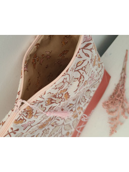 Trousse de toilette personnalisée coton floral terracotta