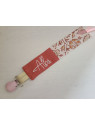 Attache tétine coton floral terracotta personnalisée prénom
