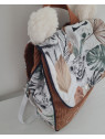 Cartable sac à dos personnalisable velours marron, thème jungle et petites oreilles