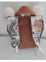 Cartable sac à dos personnalisable velours marron, thème jungle et petites oreilles