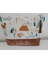 Trousse de toilette personnalisée velours et coton renards pour bébé