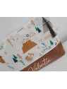 Trousse de toilette personnalisée velours et coton renards pour bébé