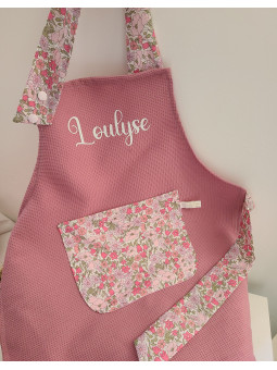 Tablier enfant personnalisé nid d'abeille et liberty (choix de tailles)