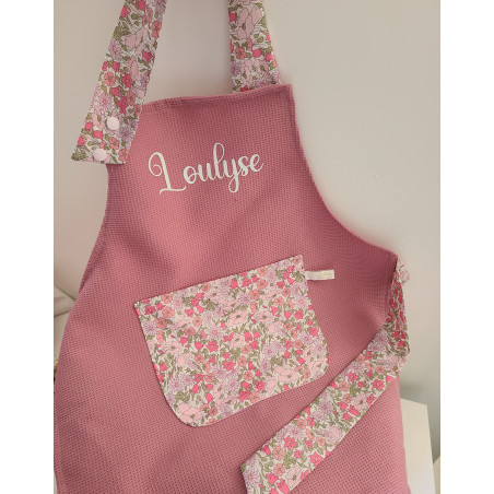 Tablier enfant personnalisé nid d'abeille et liberty (choix de tailles)