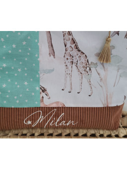 Trousse de toilette personnalisée velours et coton jungle pour bébé