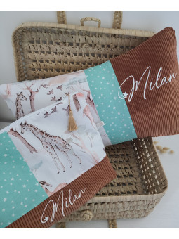 Trousse de toilette personnalisée velours et coton jungle pour bébé