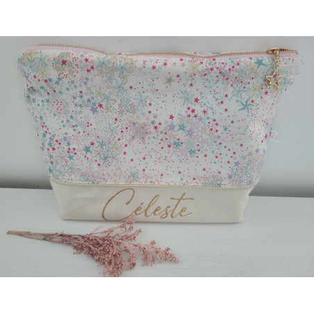 Trousse de toilette liberty Adelajda étoilé, personnalisable avec prénom