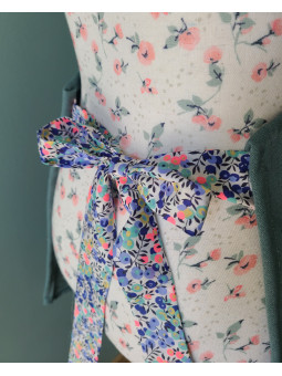 Tablier de cuisine personnalisé en liberty Wiltshire fluo (différentes tailles)