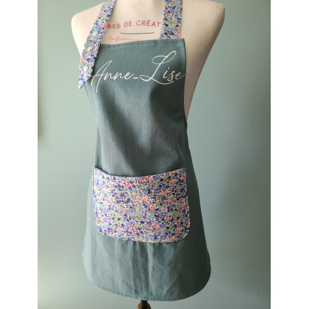Tablier de cuisine personnalisé en liberty Wiltshire fluo (différentes tailles)