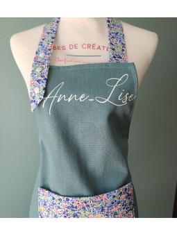 Tablier de cuisine personnalisé en liberty Wiltshire fluo (différentes tailles)