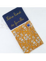 Protège livret de famille personnalisable liberty Capel moutarde, marine et or