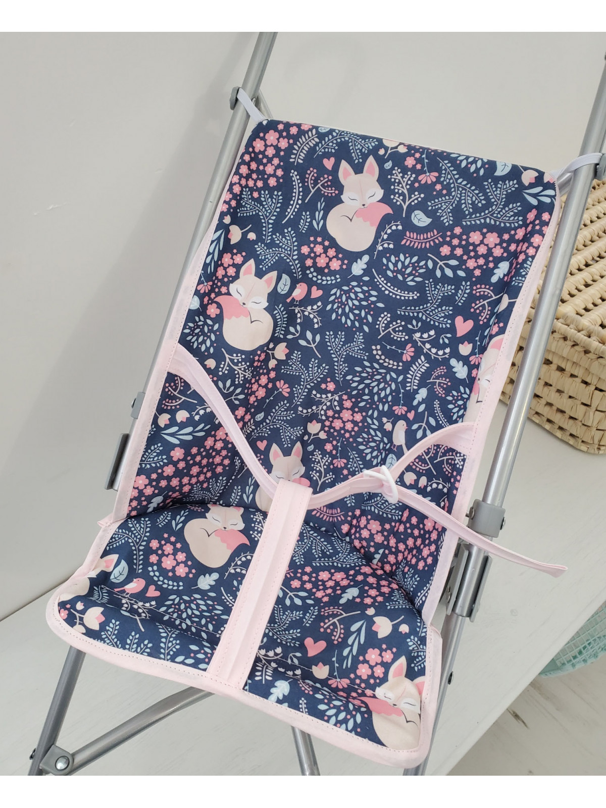 Poussette canne jolis petits renards pour poupée