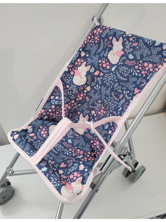 Poussette canne jolis petits renards pour poupée