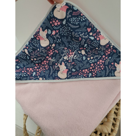 Cape de bain personnalisée prénom coton petits renards
