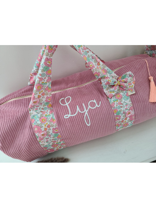 Sac bowling (sac week-end) en liberty Betsy cupcake/ velours, personnalisé