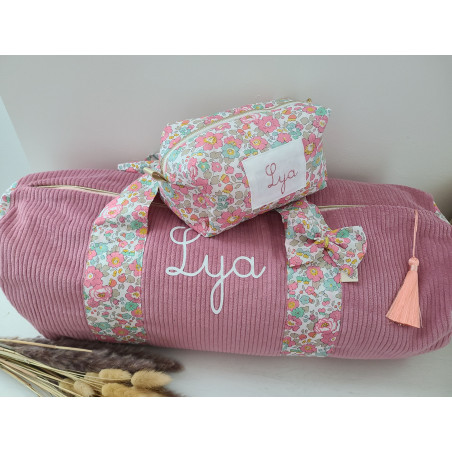 Sac bowling (sac week-end) en liberty Betsy cupcake/ velours, personnalisé