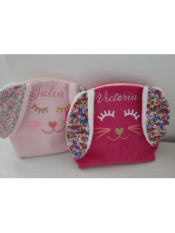 Trousse de toilette lapin personnalisée prénom liberty au choix