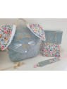 Protège carnet de santé liberty Betsy porcelaine et velours personnalisable avec prénom