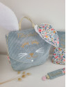 Sac à dos petit lapin maternelle / crèche velours et liberty Betsy porcelaine personnalisé