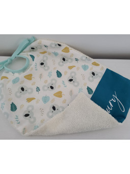Bavoir coton koalas / éponge personnalisé prénom