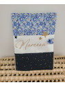 Protège carnet de santé liberty Betsy ann bleu et double gaze personnalisable
