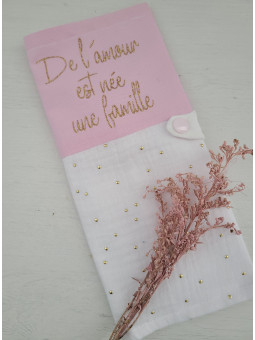 Protège livret de famille personnalisable double gaze confettis or
