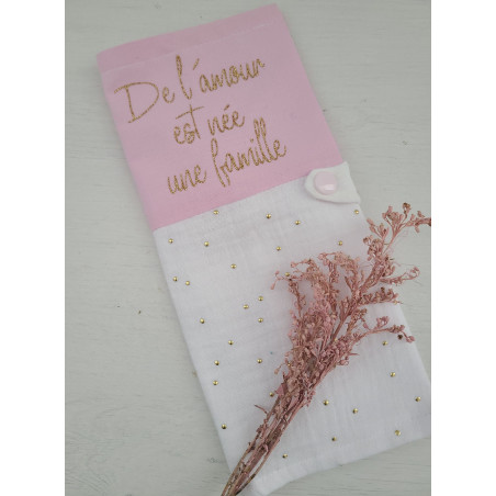 Protège livret de famille personnalisable double gaze confettis or