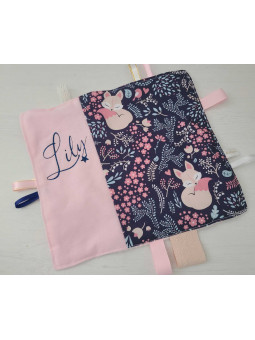 Doudou étiquettes thème petits renards personnalisé prénom