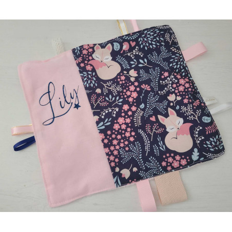 Doudou étiquettes thème petits renards personnalisé prénom