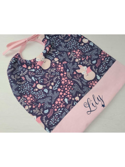 Bavoir thème petits renards personnalisé prénom