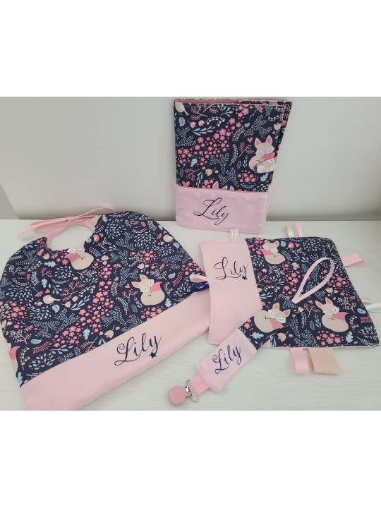 Sac pochon personnalisable pour crèche ou maternelle joli coton renards