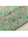 Vanity trousse de toilette personnalisable en liberty Betsy turquoise matelassé