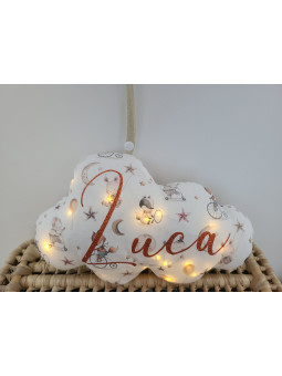 Veilleuse LED nuage personnalisable petits animaux (cadeau de naissance)
