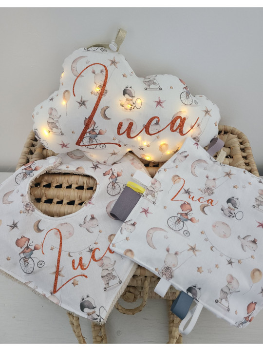 Veilleuse LED nuage personnalisable petits animaux (cadeau de naissance)